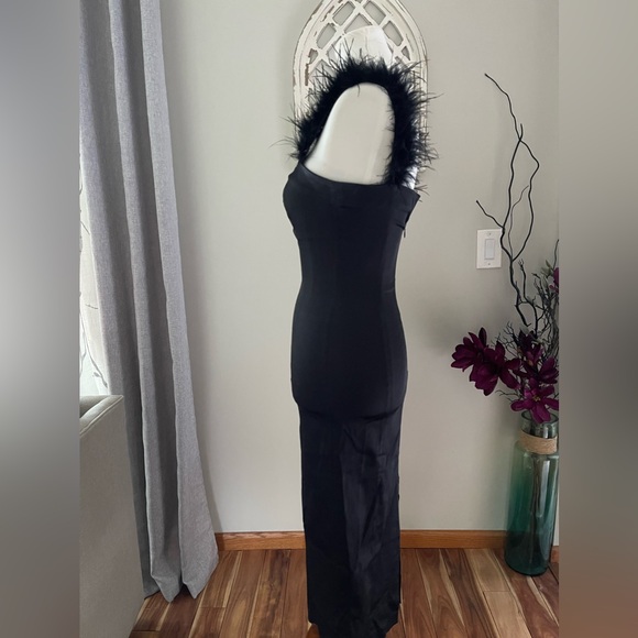 STAUD Romy Feather Strap PencilSlim Midi Dress In Black Size 2 - Picture 5 of 16